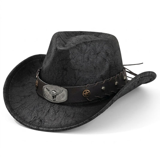 Cowboy Hat – Bull Head Plaque, Bold Western Style
