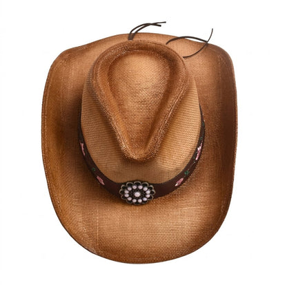 Cowboy Hat – Embroidered Straw Western Style
