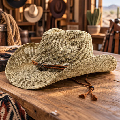 Cowboy Hat – Straw, Braided Cord Beach Style