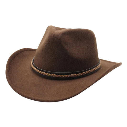 Cowboy Hat – Roll-Up Brim Felt, Braided Band Style