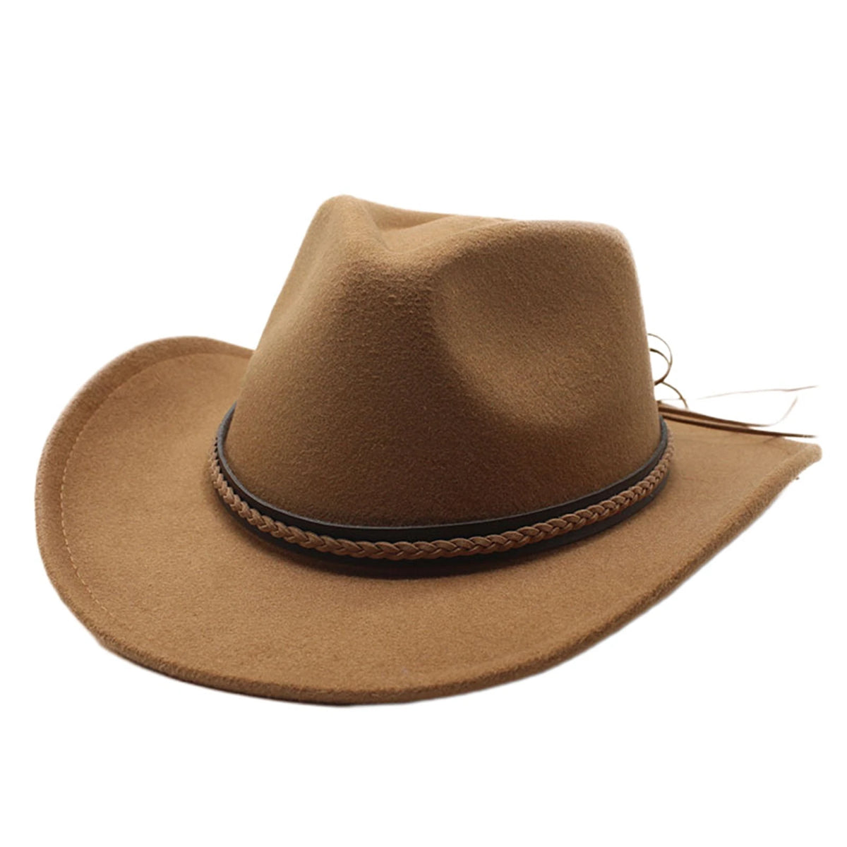 Cowboy Hat – Roll-Up Brim Felt, Braided Band Style