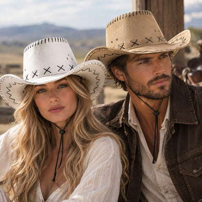 Cowboy Hat – Suede-Look Zigzag Stitch, Western Style