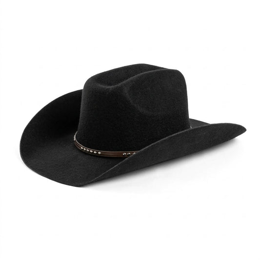 Cowboy Hat – Wool Felt, Studded Leather Band Style