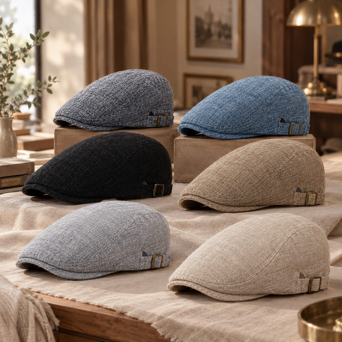 Flat Cap – Cotton Linen Textured Statement Style