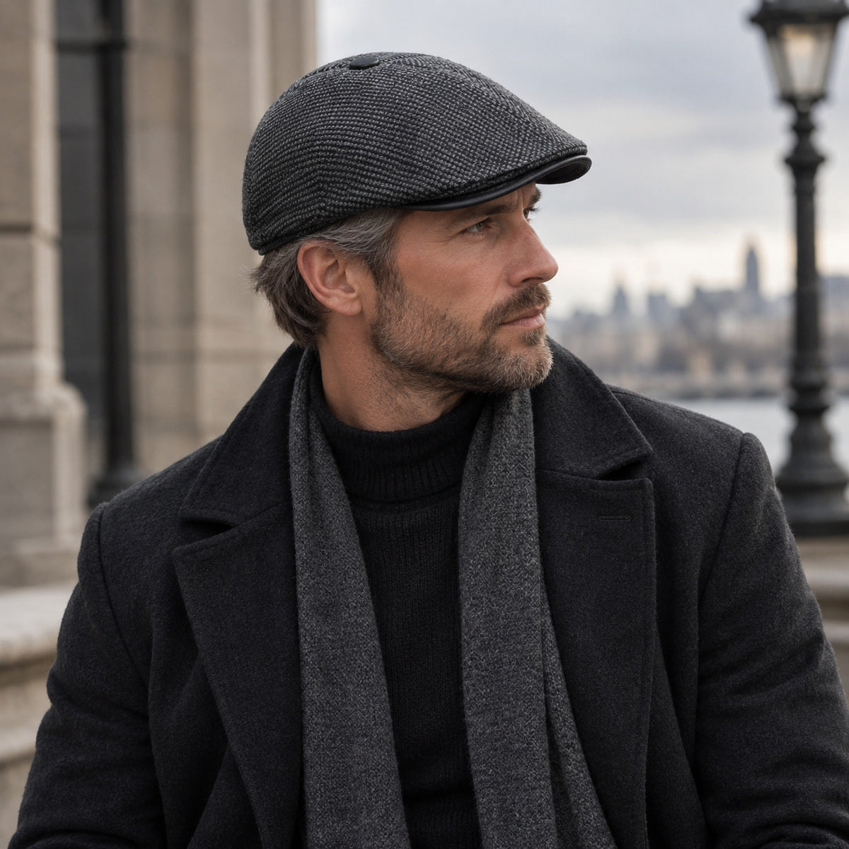 Flat Cap – Herringbone Weave, Ear-Flap Style