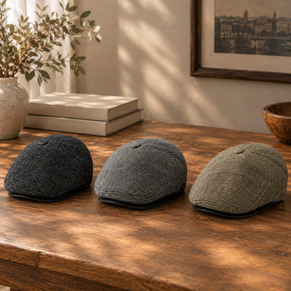 Flat Cap – Herringbone Weave, Ear-Flap Style
