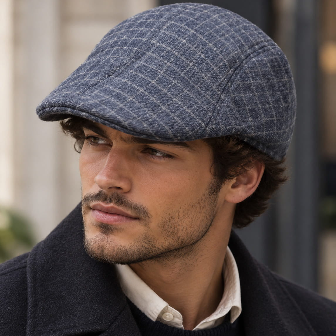 Flat Cap – Herringbone Wool, Octagonal Style
