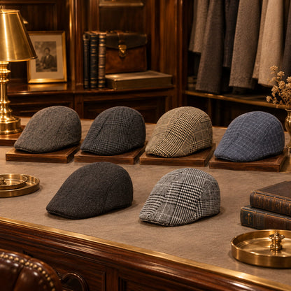 Flat Cap – Herringbone Wool, Octagonal Style