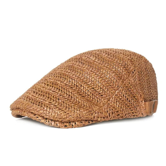 Flat Cap – Hollow Woven Straw-Look, Breathable Style