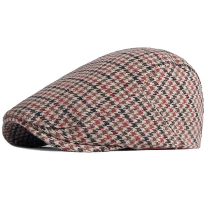 Flat Cap – Houndstooth Check, Vintage Artist Style