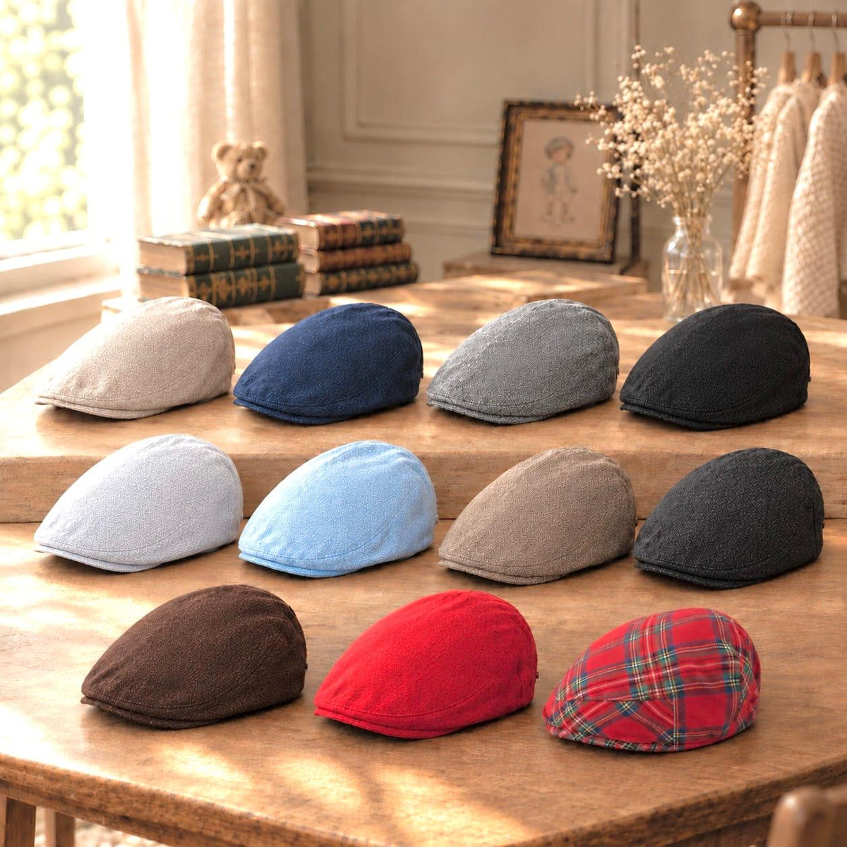 Flat Cap – Kids Newsboy, Herringbone Twill