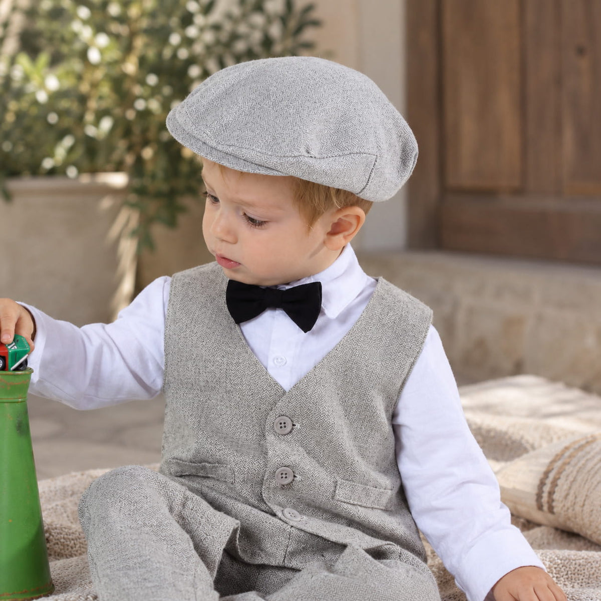 Flat Cap – Kids Newsboy, Herringbone Twill