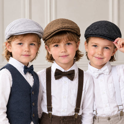 Flat Cap – Kids Newsboy, Herringbone Twill