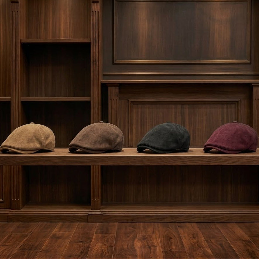 Flat Cap – Leather-Look, Vintage Adjustable Style