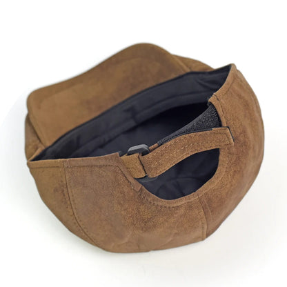 Flat Cap – Leather-Look, Vintage Adjustable Style