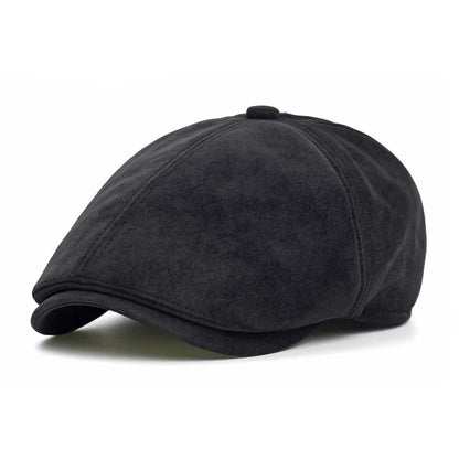 Flat Cap – Leather-Look, Vintage Adjustable Style