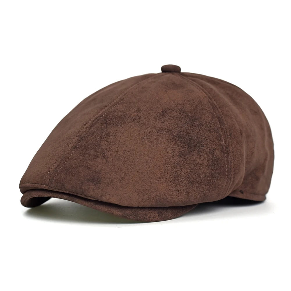 Flat Cap – Leather-Look, Vintage Adjustable Style