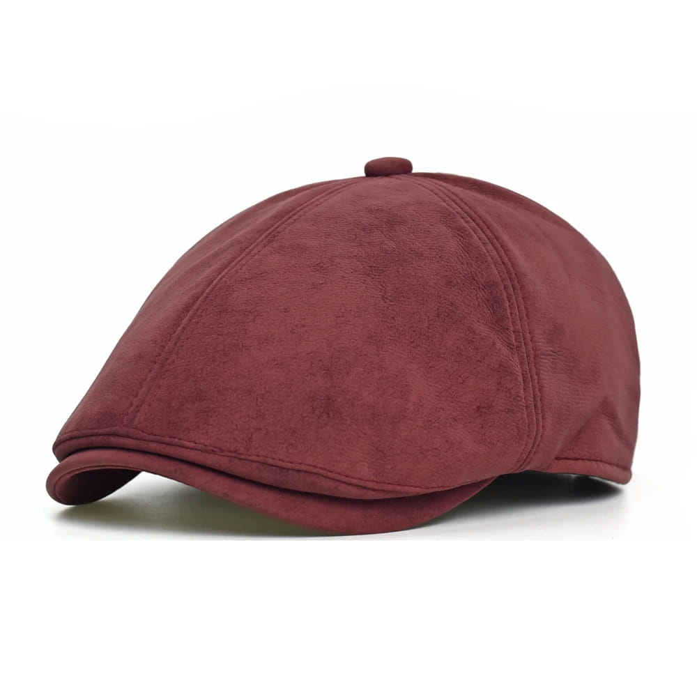 Flat Cap – Leather-Look, Vintage Adjustable Style