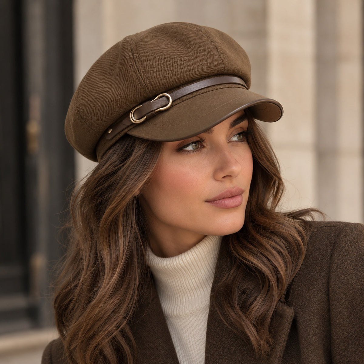 Newsboy Cap – Women's Chic Buckle Design