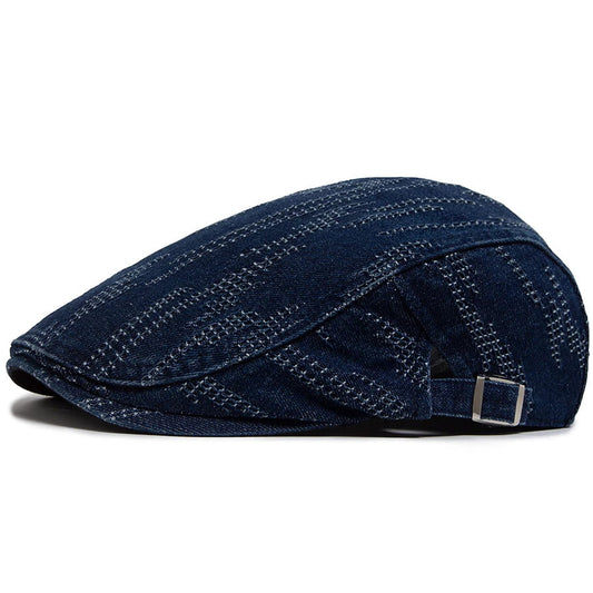 Flat Cap – Ripped Denim, Retro Visor Style