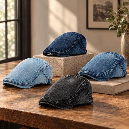 Flat Cap – Washed Denim, Casual Edge