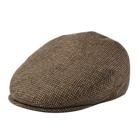 Flat Cap – Wool Blend Plaid Herringbone
