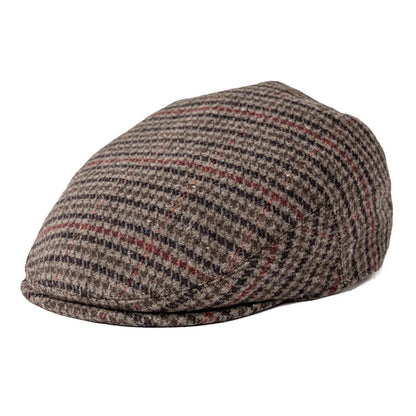 Flat Cap – Wool Blend Plaid Herringbone