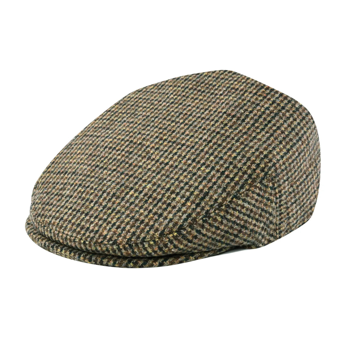Flat Cap – Wool Blend Plaid Herringbone