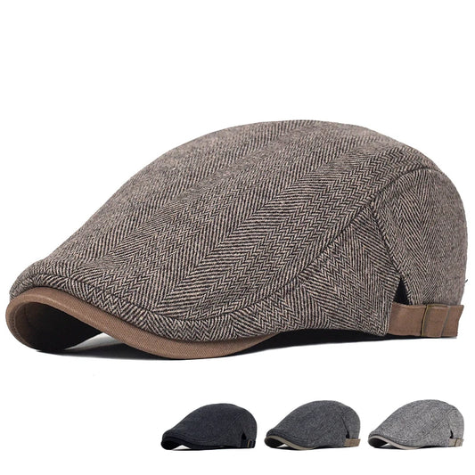 Classic Herringbone Flat Cap – Casual Vintage Look