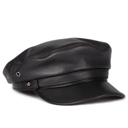 Leather Sailor Cap – Genuine Sheepskin With Short Brim