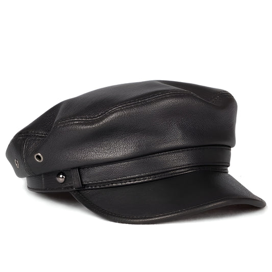 Leather Sailor Cap – Genuine Sheepskin With Short Brim