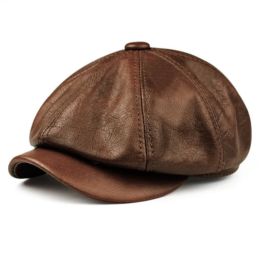 Newsboy Cap – 100% Cowhide Leather With Dome Cut