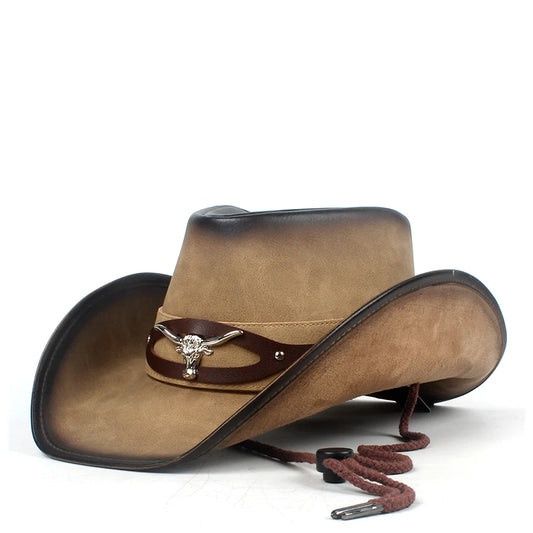 Western Cowboy Hat – Suede Finish With Bull Head Band