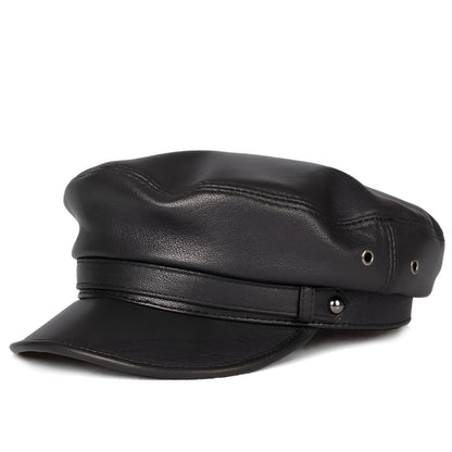 Leather Sailor Cap – Genuine Sheepskin With Short Brim