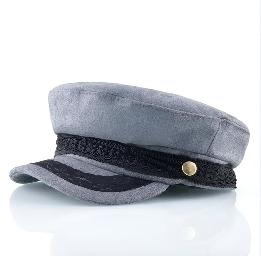 Sailor Cap – Flat Top Newsboy Style With Decorative Belt