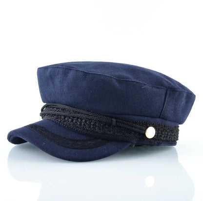 Sailor Cap – Flat Top Newsboy Style With Decorative Belt