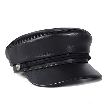 Punk Rock Leather Sailor Cap – Chain & Eagle Badge Edition