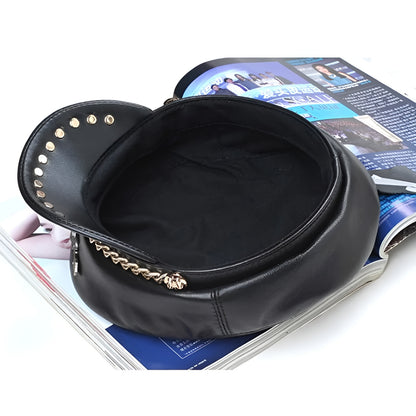 Punk Rock Leather Sailor Cap – Chain & Eagle Badge Edition
