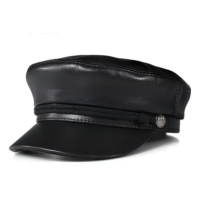 Punk Rock Leather Sailor Cap – Chain & Eagle Badge Edition