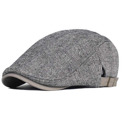 Classic Herringbone Flat Cap – Casual Vintage Look