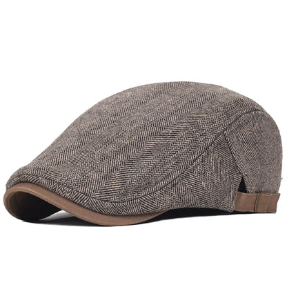 Classic Herringbone Flat Cap – Casual Vintage Look