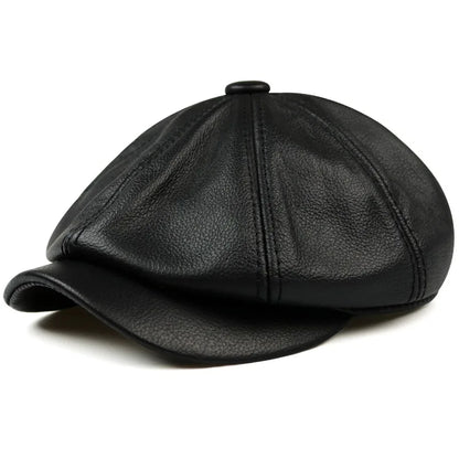 Newsboy Cap – 100% Cowhide Leather With Dome Cut