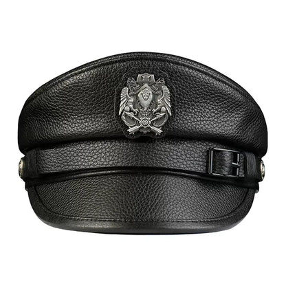 Leather Sailor Cap – Cowhide Badge & Contrast Strap