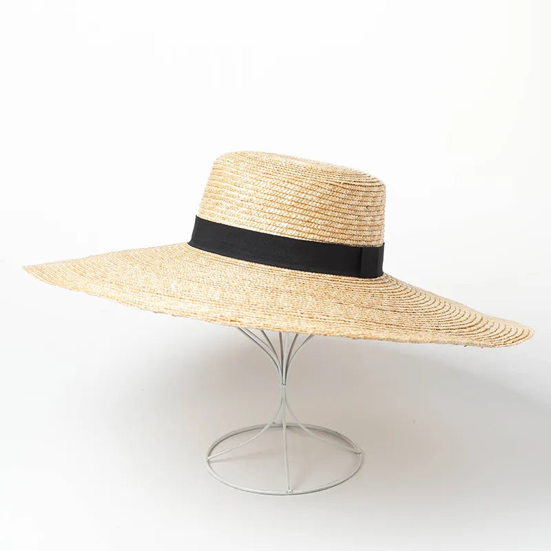 Straw Hat – Extra Wide Brim With Bold Black Band