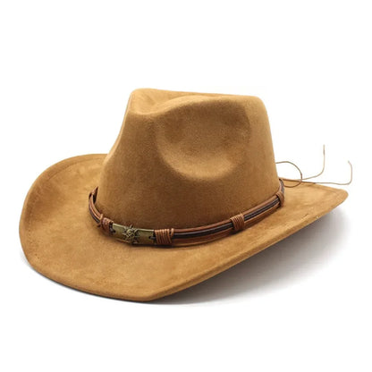 Cowboy Hat Suede With Bull Head Decor
