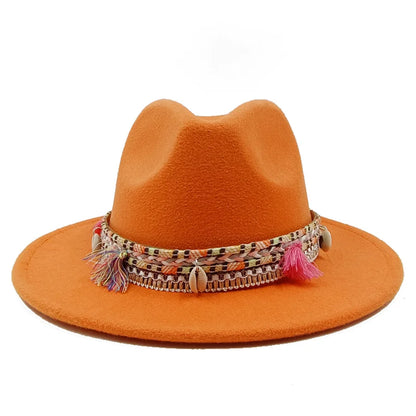 Fedora Hat – Bohemian Shell & Tassel Band