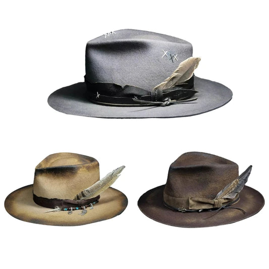 Wool Felt Cowboy Hat with Feather – Distinctive Western Flair