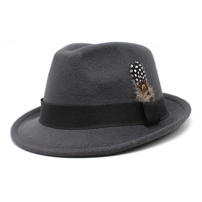 Classic Fedora Trilby Hat with Feather Accent