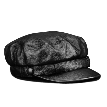 Leather Sailor Cap – Soft Cowhide With Belted Accent