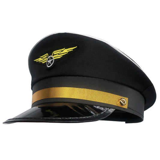 Pilot Style Sailor Cap – Flat Top With Gold Wing Emblem